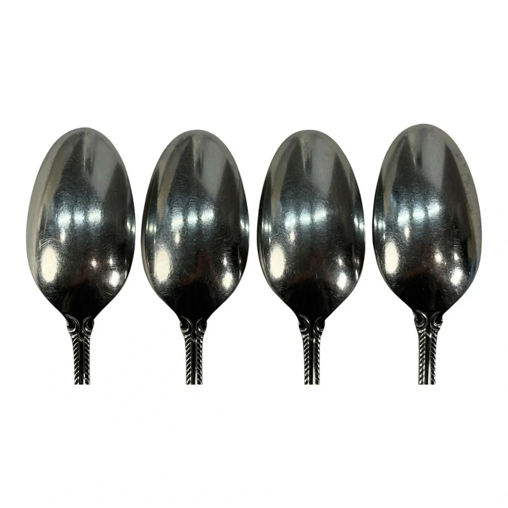 4 - Lenox Tudor Bead Augusta Dinner Soup Spoons 18/10 Stainless Steel Flatware